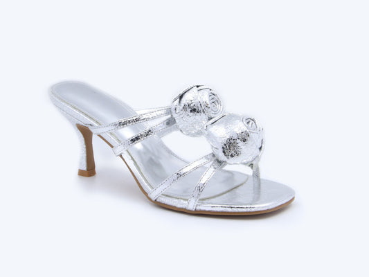 Silver Rose Mule Sandles