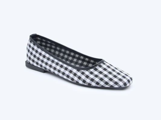 Black Checkers Charm Flat