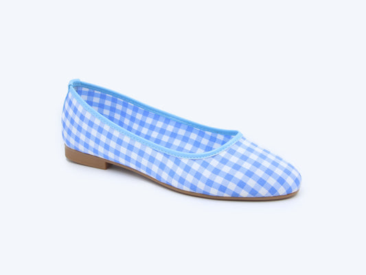 Blue Checkers Charm Flats