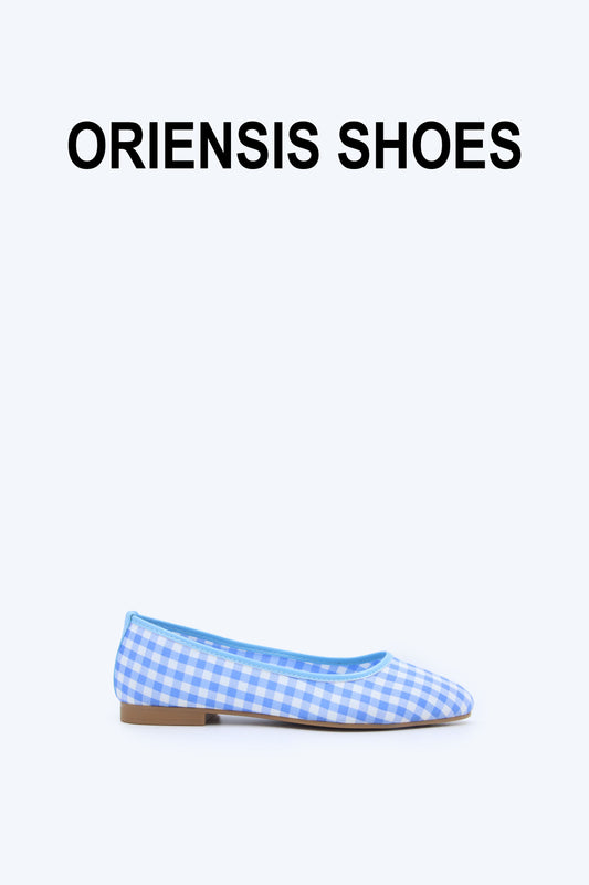 Blue Checkers Charm Flats