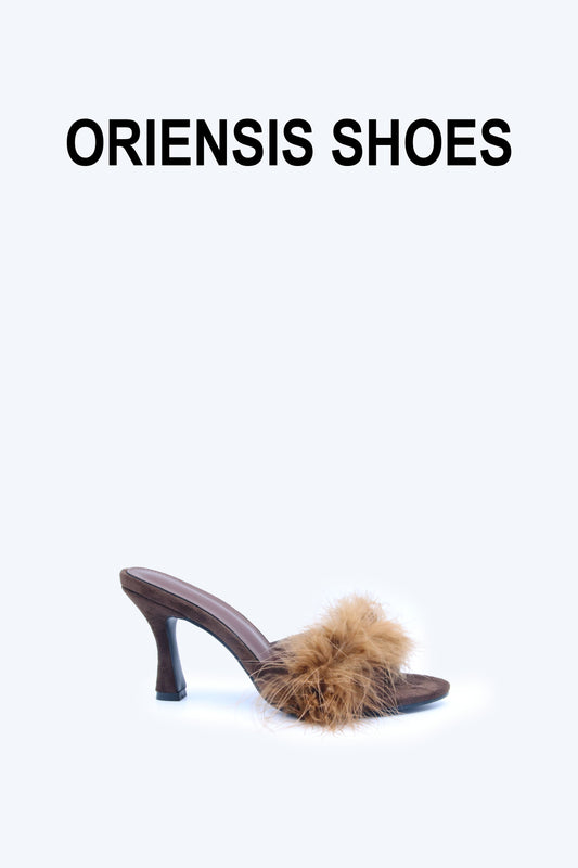 Brown Feather Gleam Sandals