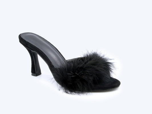 Black Feather Gleam Sandals