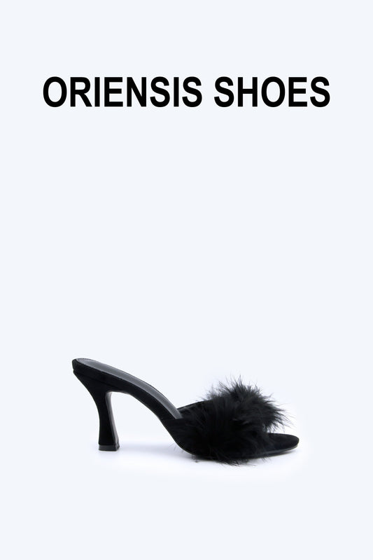 Black Feather Gleam Sandals