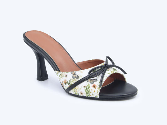 Black Floral Mule Sandals