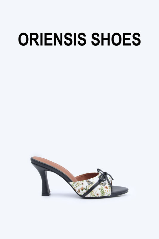 Black Floral Mule Sandals
