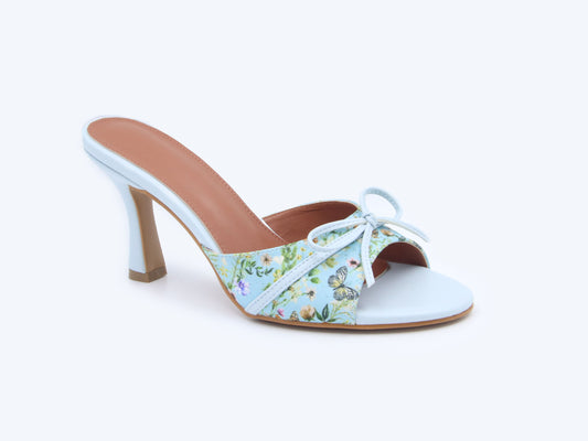 Blue Floral Mule Sandals