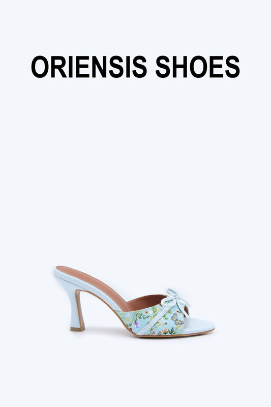 Blue Floral Mule Sandals