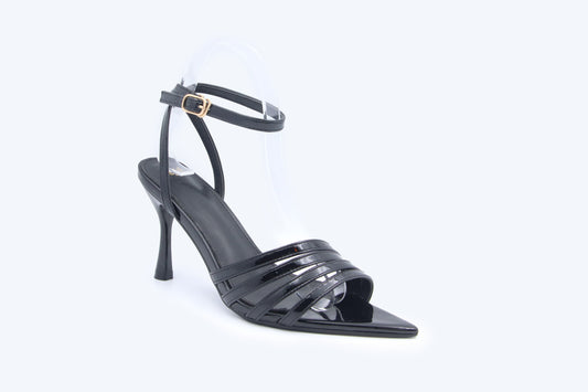 Black Stella Strap Heels