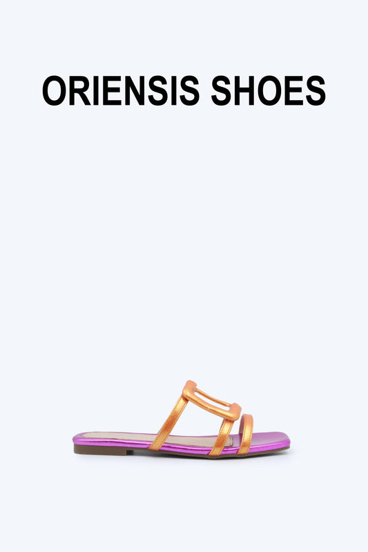 Orange Loop Slide Flats