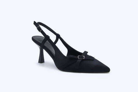Black Satin Slingback Heels
