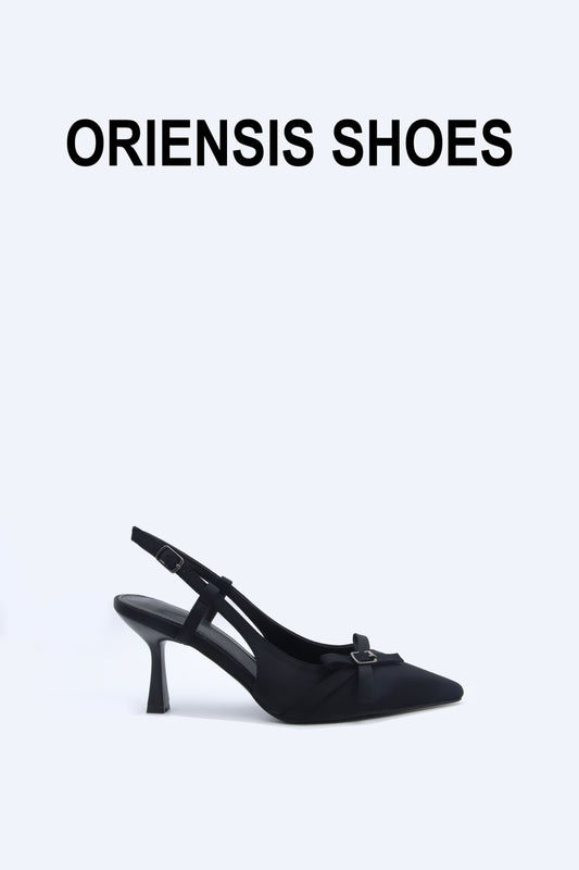 Black Satin Slingback Heels