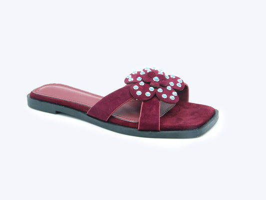 Maroon Gem Mule Flats