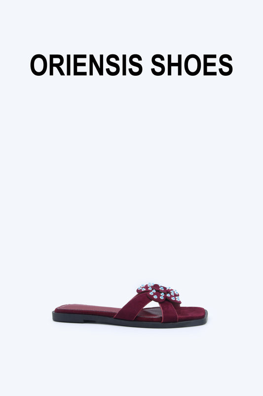 Maroon Gem Mule Flats