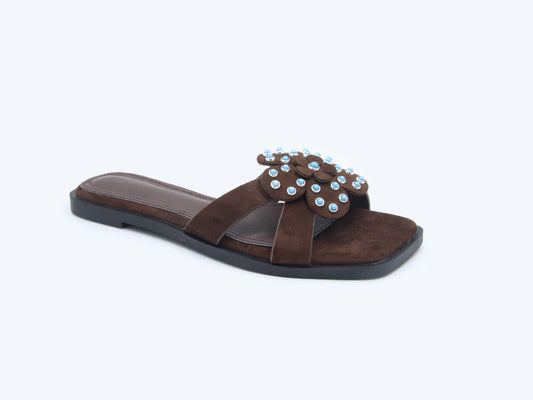 Brown Gem Mule Flat