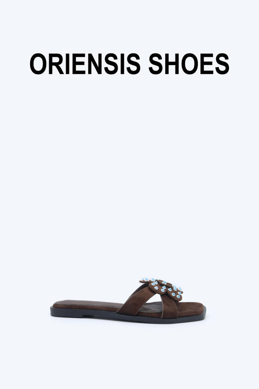 Brown Gem Mule Flat