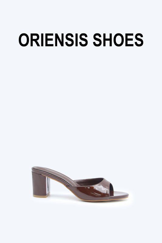 Brown Shine Mule Sandals