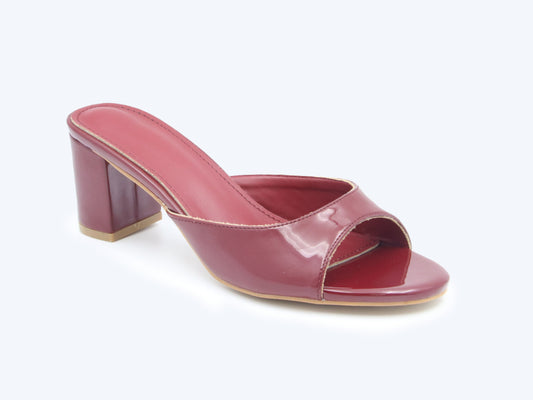 Maroon Shine Mule Sandals