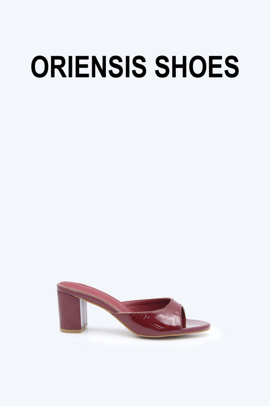 Maroon Shine Mule Sandals