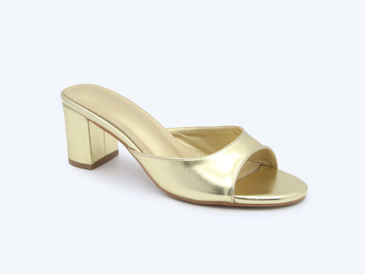 Gold Shine Mule Sandals