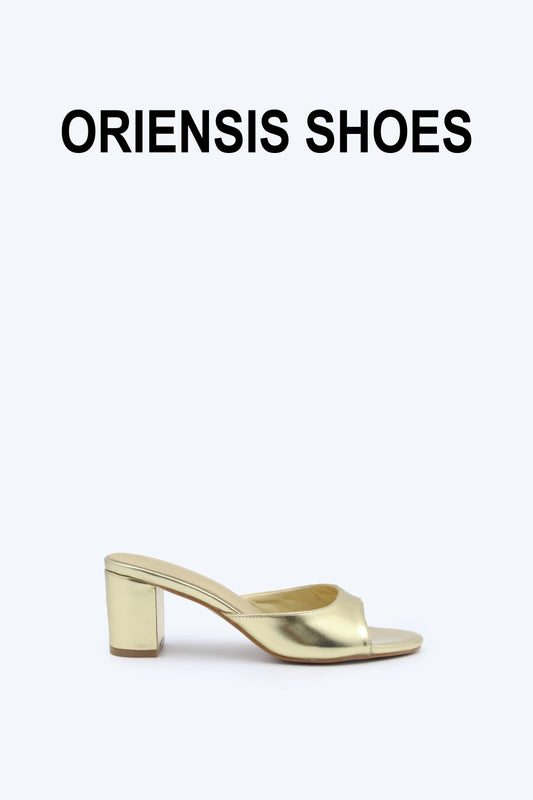 Gold Shine Mule Sandals
