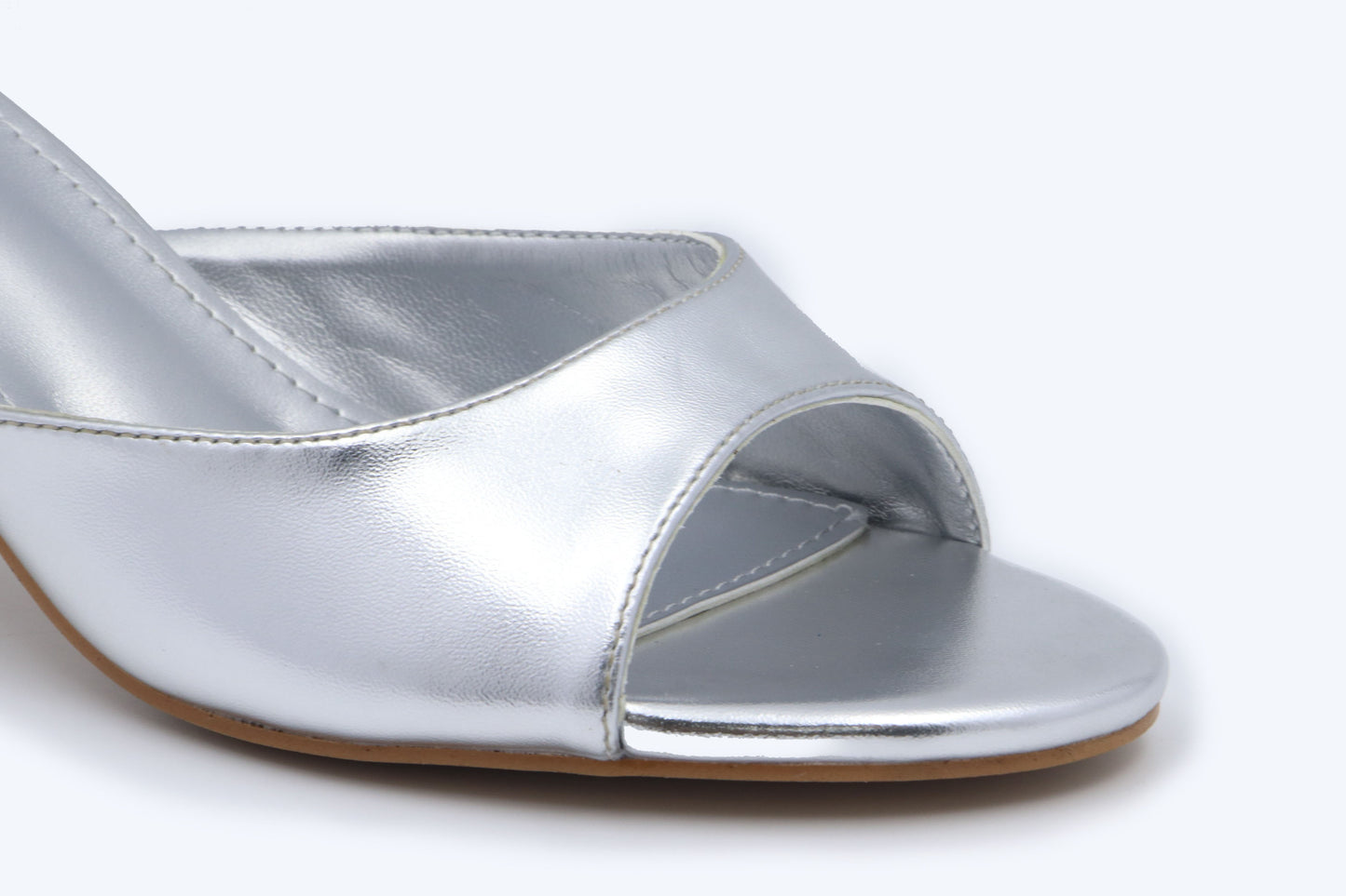 Silver Shine Mule Sandals