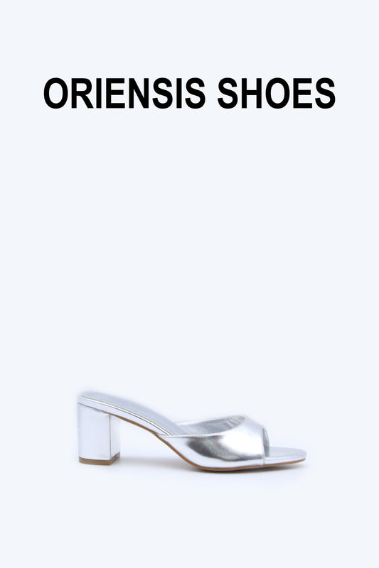 Silver Shine Mule Sandals