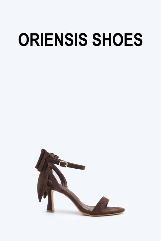 Brown Suede Bow Heels