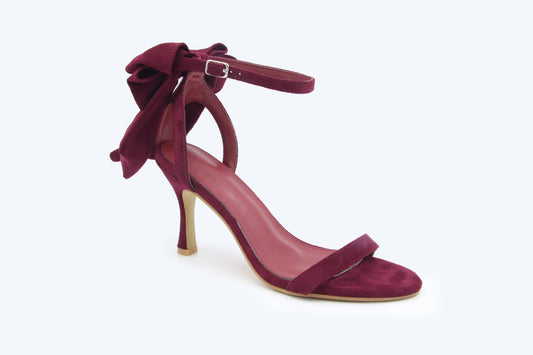Maroon Suede Bow Heels