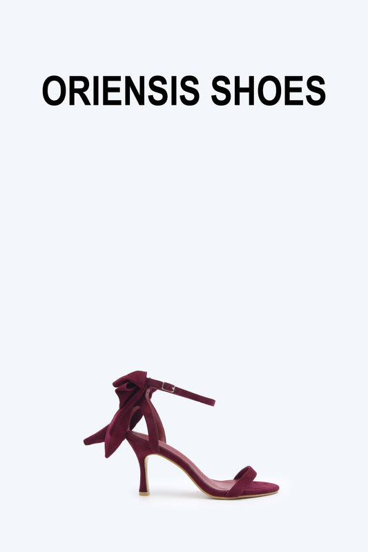 Maroon Suede Bow Heels