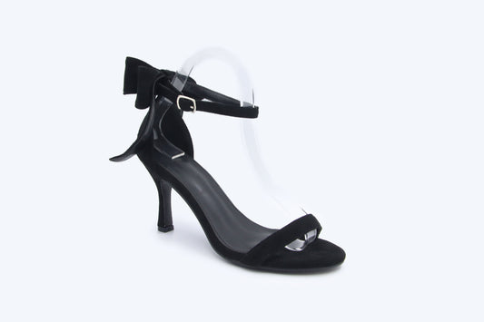 Black Suede Bow Heels