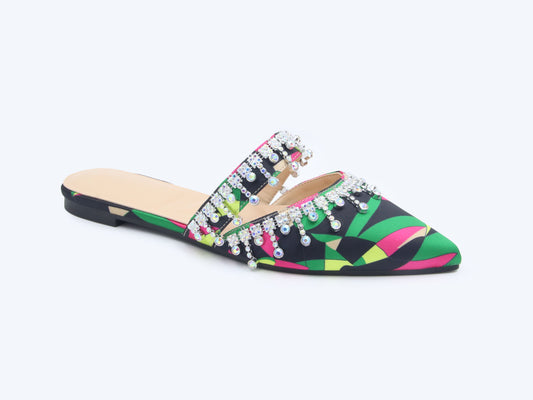 Black Bejeweled Pop Flat