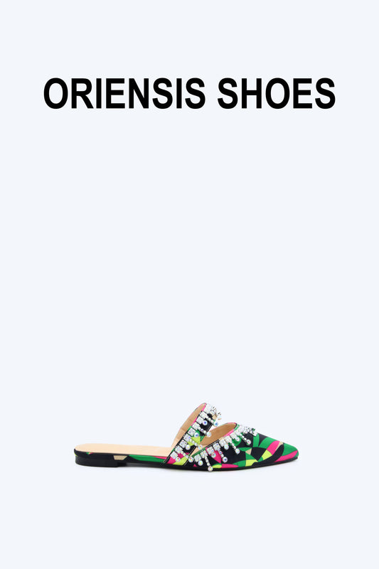 Black Bejeweled Pop Flat