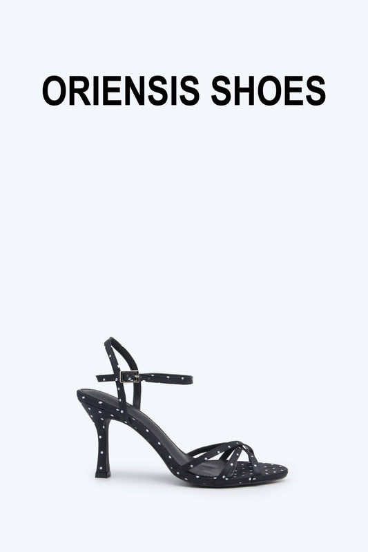 Black Polka Strap Heel