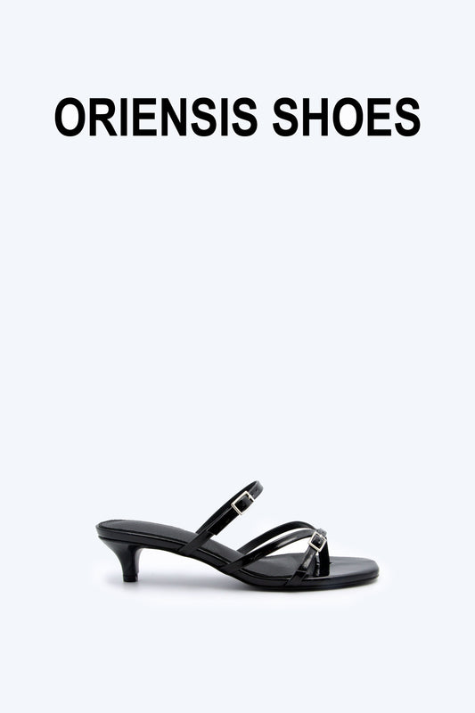 Black Cross Strap Heel ：