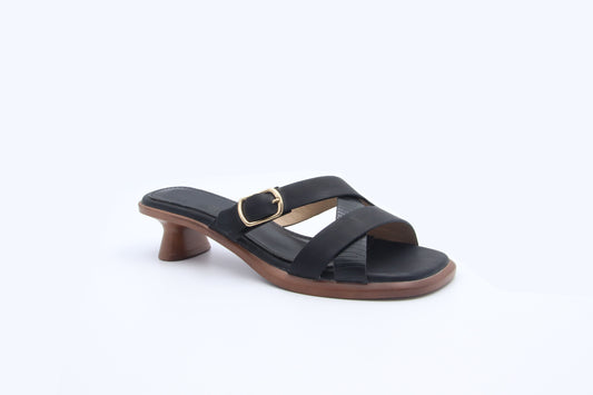 Black Buckle Cross Slippers