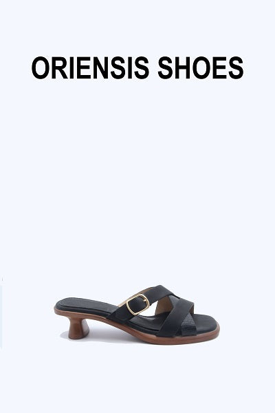 Black Buckle Cross Slippers