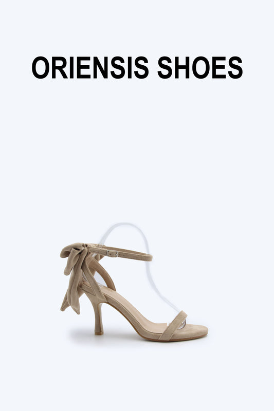 Nude Suede Bow Heel