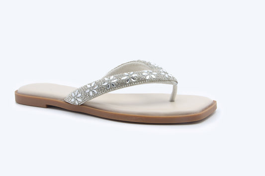 Silver Flower Thong Flat