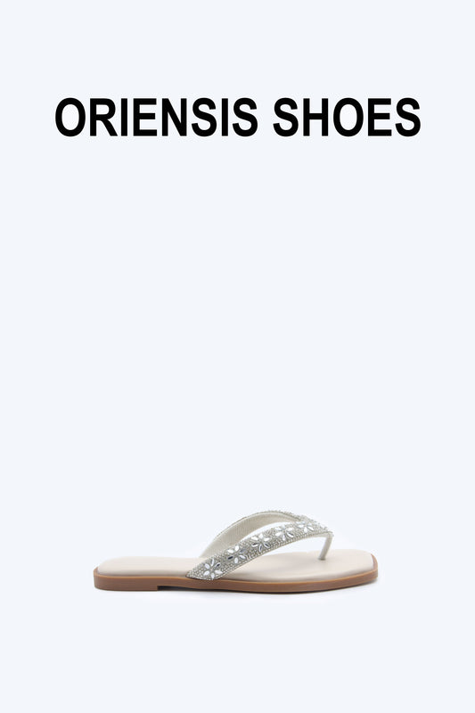 Silver Flower Thong Flat
