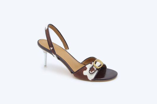 Brown Buckle Gleam Heel