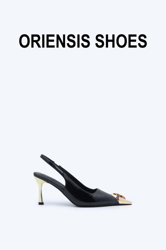Black Cleo Step Heel