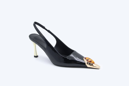 Black Cleo Step Heel