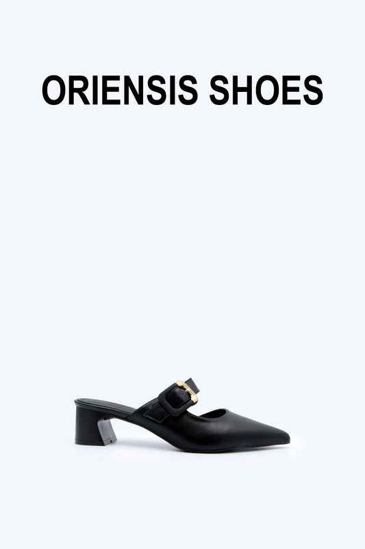 Black Vera Buckle Heel