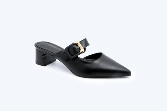 Black Vera Buckle Heel
