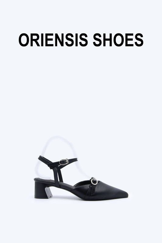 Black Daisy Charm Heel