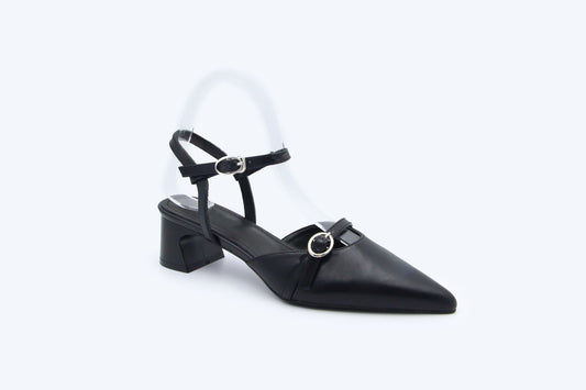 Black Daisy Charm Heel