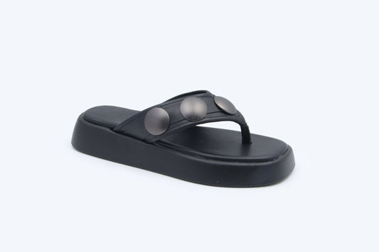 Black Daisy Charm Flat