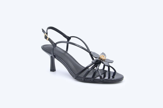 Black Flower Kiss Heel