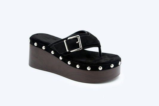 Black Metallic Weave Flat