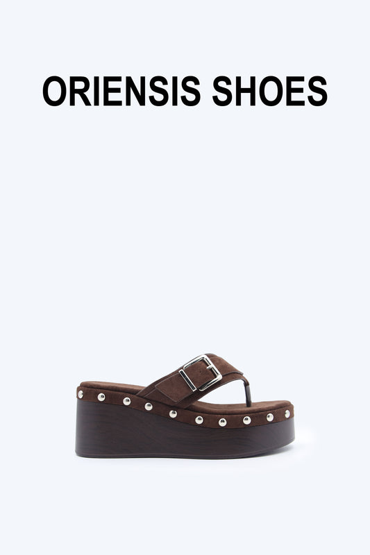 Brown Metallic Weave Flat